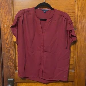 Tommy Hilfiger Polka Dot Maroon Blouse